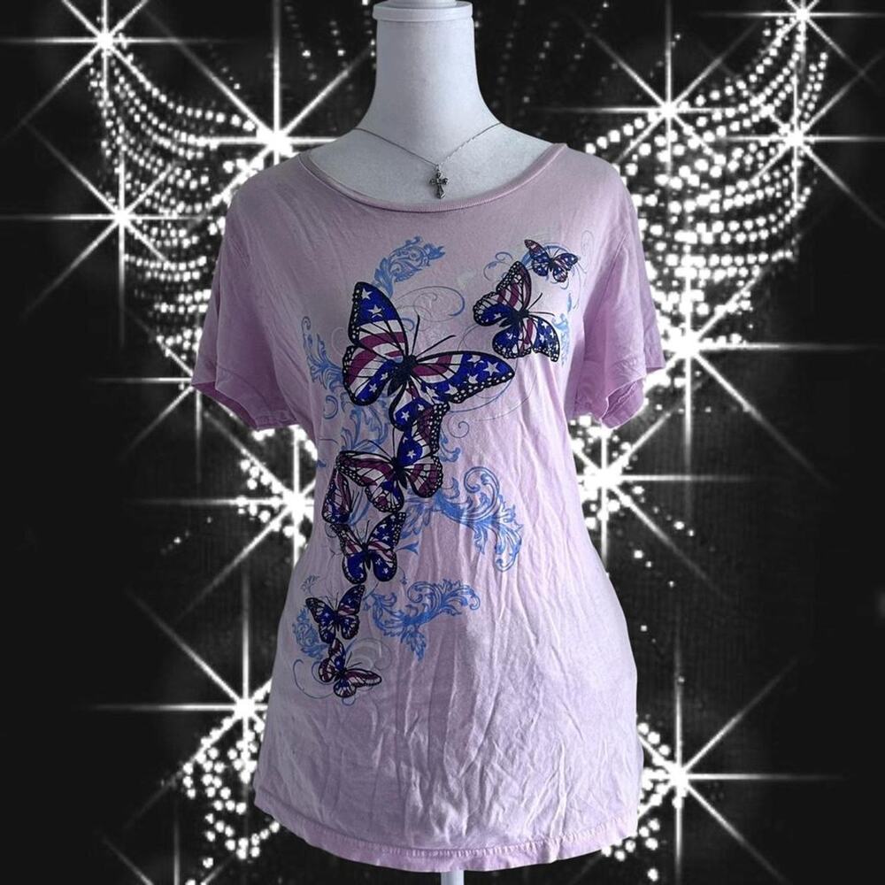 Light baby pink butterfly shirt